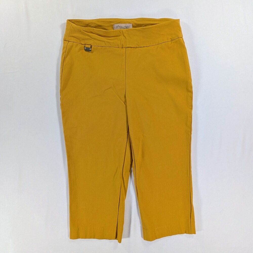 Philosophy Mustard Yellow Elastic Waist Tapered Leg Capris Size Small
